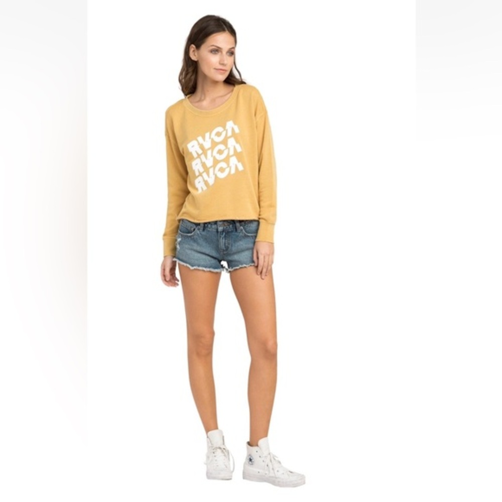 RVCA || Distressed Mustard Yellow Sweatshirt (S)